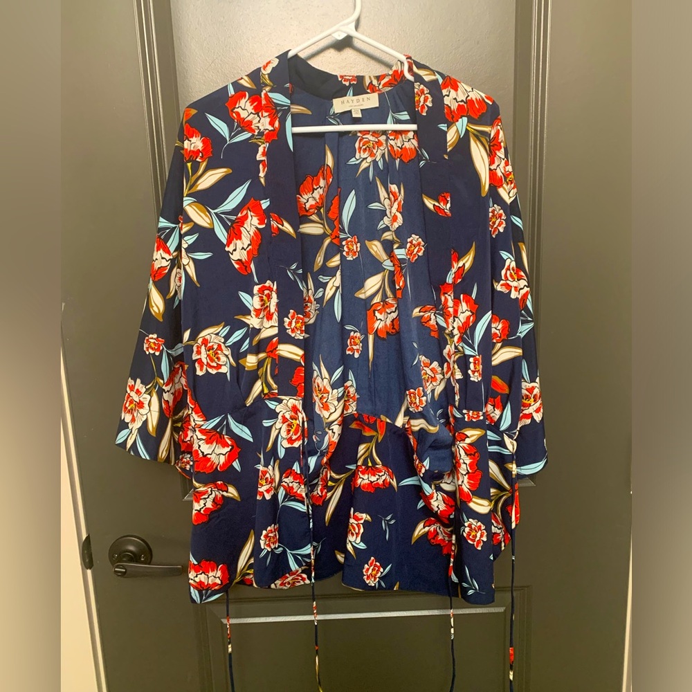 Vici Navy Wrap Kimono Top
